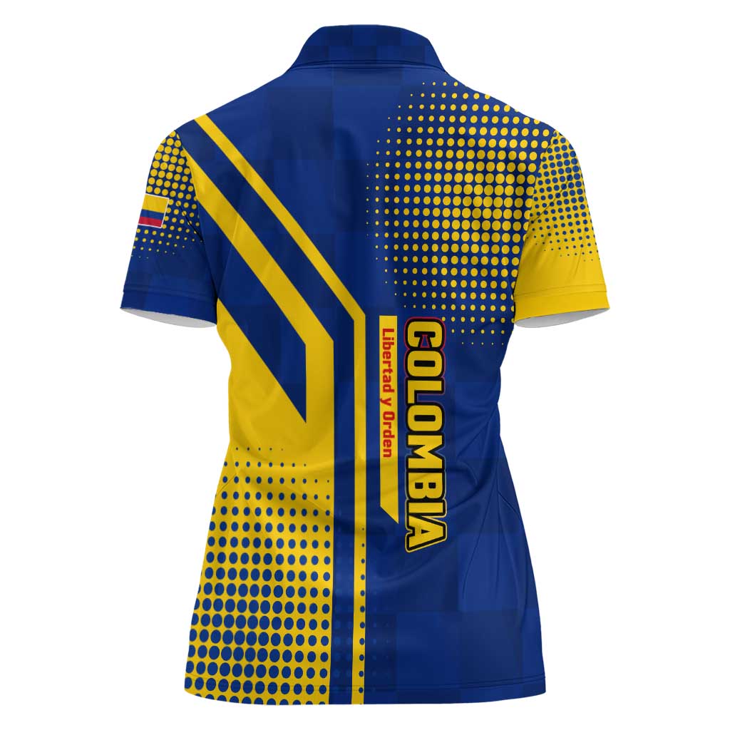 Colombia Flag Colors Women Polo Shirt with National Crest and Libertad y Orden Motto Design - Wonder Print Shop