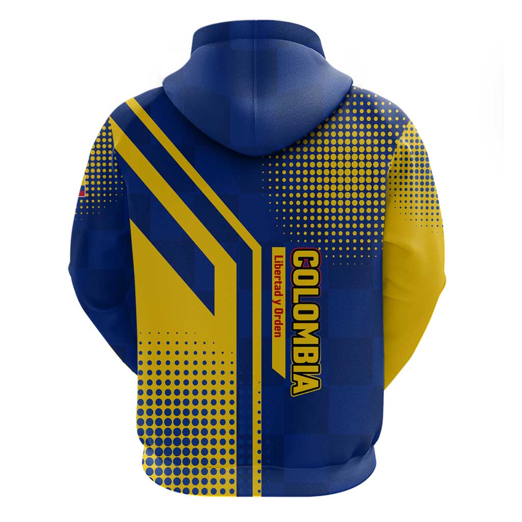 Colombia Flag Colors Zip Hoodie with National Crest and Libertad y Orden Motto Design - Wonder Print Shop