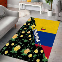 Colombia Yellow Flower Pattern Area Rug with Flag Colors and Floree de Libertad Design - Wonder Print Shop