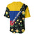 Colombia Yellow Flower Pattern Baseball Jersey with Flag Colors and Floree de Libertad Design - Wonder Print Shop