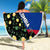 Colombia Yellow Flower Pattern Beach Blanket with Flag Colors and Floree de Libertad Design - Wonder Print Shop