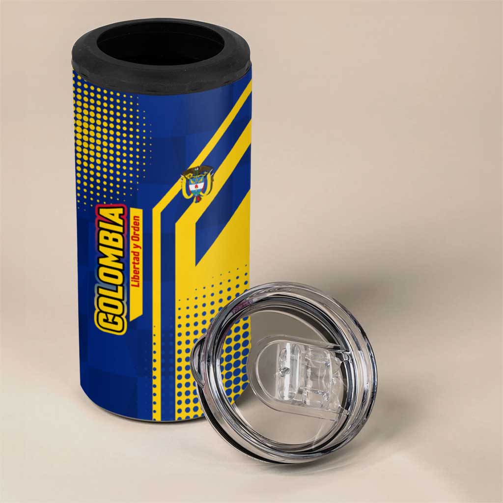 Colombia Yellow Flower Pattern 4 in 1 Can Cooler Tumbler with Flag Colors and Floree de Libertad Design - Wonder Print Shop