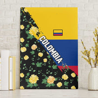 Colombia Yellow Flower Pattern Canvas Wall Art with Flag Colors and Floree de Libertad Design - Wonder Print Shop
