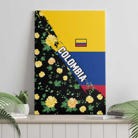 Colombia Yellow Flower Pattern Canvas Wall Art with Flag Colors and Floree de Libertad Design - Wonder Print Shop