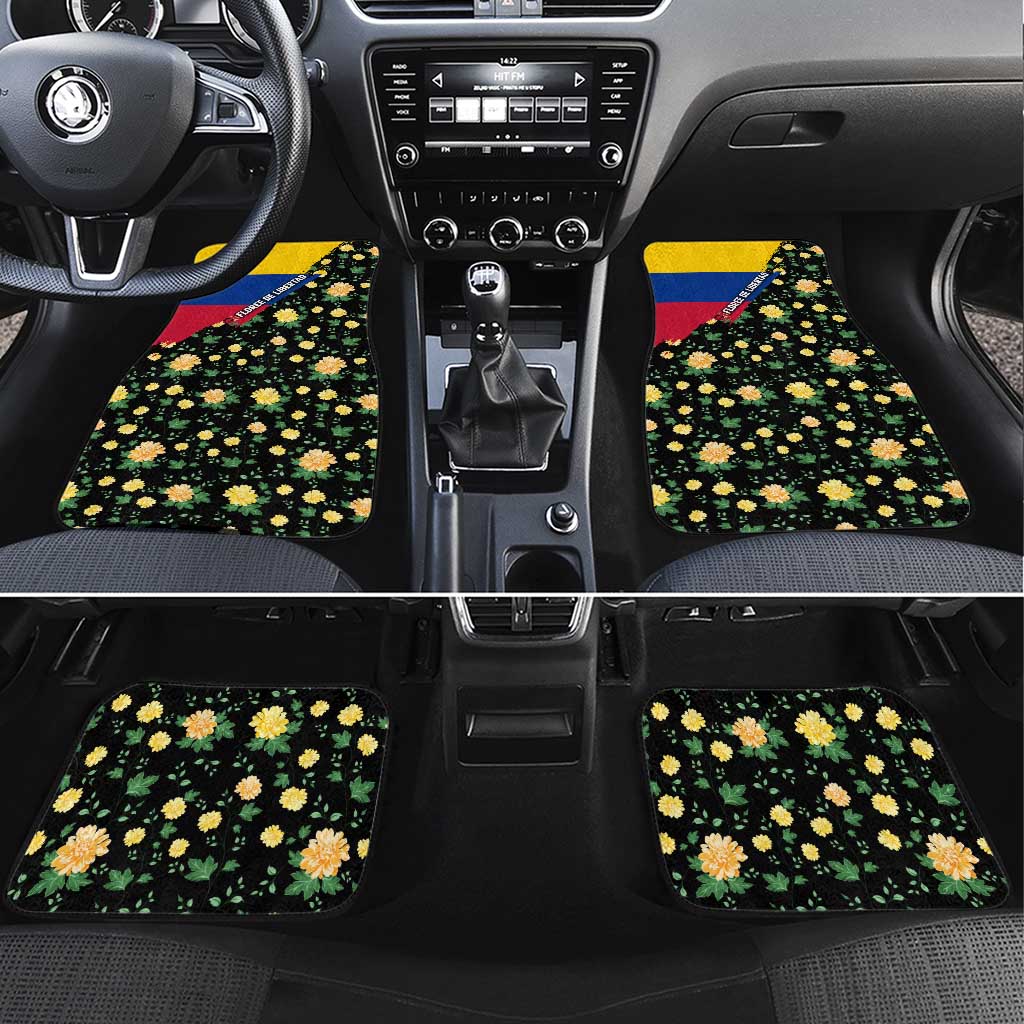 Colombia Yellow Flower Pattern Car Mats with Flag Colors and Floree de Libertad Design - Wonder Print Shop