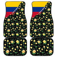 Colombia Yellow Flower Pattern Car Mats with Flag Colors and Floree de Libertad Design - Wonder Print Shop
