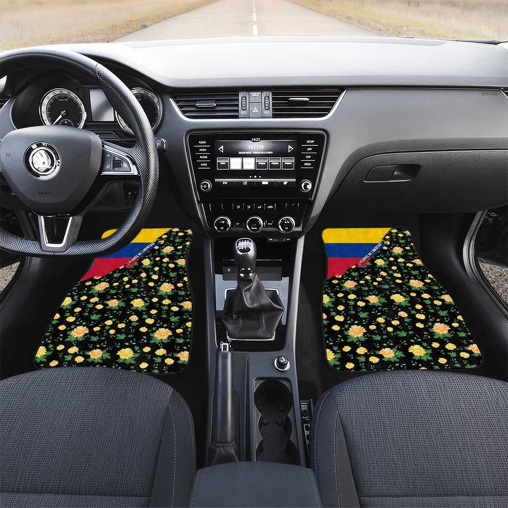 Colombia Yellow Flower Pattern Car Mats with Flag Colors and Floree de Libertad Design - Wonder Print Shop