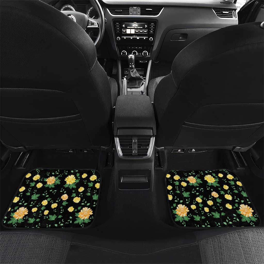 Colombia Yellow Flower Pattern Car Mats with Flag Colors and Floree de Libertad Design - Wonder Print Shop