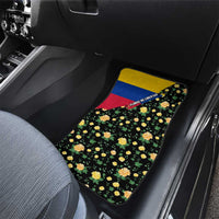 Colombia Yellow Flower Pattern Car Mats with Flag Colors and Floree de Libertad Design - Wonder Print Shop
