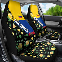 Colombia Yellow Flower Pattern Car Seat Cover with Flag Colors and Floree de Libertad Design - Wonder Print Shop