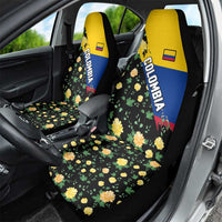 Colombia Yellow Flower Pattern Car Seat Cover with Flag Colors and Floree de Libertad Design - Wonder Print Shop