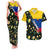Colombia Yellow Flower Pattern Couples Matching Tank Maxi Dress and Hawaiian Shirt with Flag Colors and Floree de Libertad Design - Wonder Print Shop
