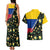 Colombia Yellow Flower Pattern Couples Matching Tank Maxi Dress and Hawaiian Shirt with Flag Colors and Floree de Libertad Design - Wonder Print Shop