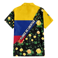 Colombia Yellow Flower Pattern Family Matching Mermaid Dress and Hawaiian Shirt with Flag Colors and Floree de Libertad Design - Wonder Print Shop