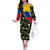 Colombia Yellow Flower Pattern Family Matching Off The Shoulder Long Sleeve Dress and Hawaiian Shirt with Flag Colors and Floree de Libertad Design - Wonder Print Shop