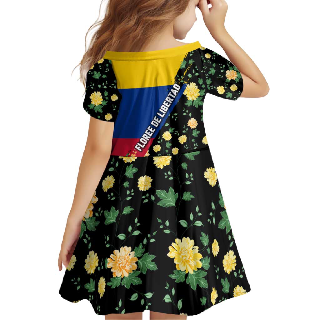 Colombia Yellow Flower Pattern Family Matching Off Shoulder Maxi Dress and Hawaiian Shirt with Flag Colors and Floree de Libertad Design - Wonder Print Shop