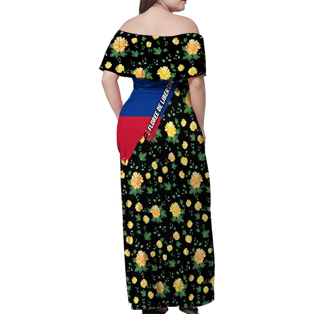 Colombia Yellow Flower Pattern Family Matching Off Shoulder Maxi Dress and Hawaiian Shirt with Flag Colors and Floree de Libertad Design - Wonder Print Shop
