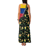 Colombia Yellow Flower Pattern Family Matching Tank Maxi Dress and Hawaiian Shirt with Flag Colors and Floree de Libertad Design - Wonder Print Shop