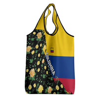 Colombia Yellow Flower Pattern Grocery Bag with Flag Colors and Floree de Libertad Design - Wonder Print Shop