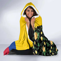 Colombia Yellow Flower Pattern Hooded Blanket with Flag Colors and Floree de Libertad Design - Wonder Print Shop