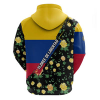 Colombia Yellow Flower Pattern Hoodie with Flag Colors and Floree de Libertad Design - Wonder Print Shop