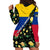 Colombia Yellow Flower Pattern Hoodie Dress with Flag Colors and Floree de Libertad Design - Wonder Print Shop