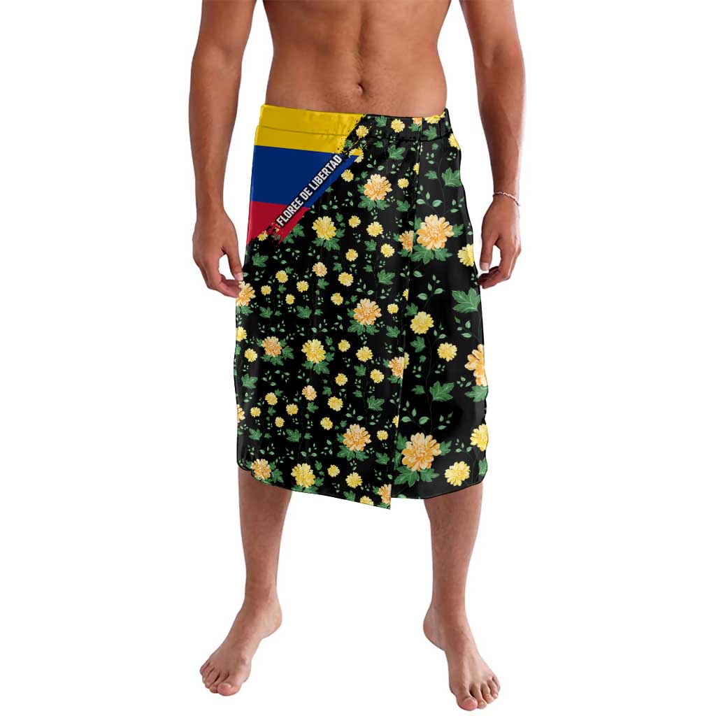 Colombia Yellow Flower Pattern Lavalava with Flag Colors and Floree de Libertad Design - Wonder Print Shop