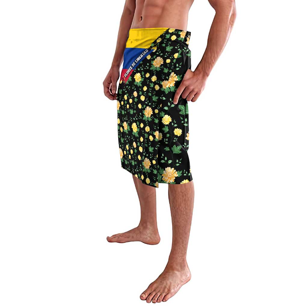 Colombia Yellow Flower Pattern Lavalava with Flag Colors and Floree de Libertad Design - Wonder Print Shop