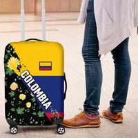 Colombia Yellow Flower Pattern Luggage Cover with Flag Colors and Floree de Libertad Design - Wonder Print Shop