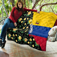 Colombia Yellow Flower Pattern Quilt with Flag Colors and Floree de Libertad Design - Wonder Print Shop