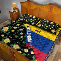 Colombia Yellow Flower Pattern Quilt Bed Set with Flag Colors and Floree de Libertad Design - Wonder Print Shop