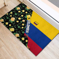 Colombia Yellow Flower Pattern Rubber Doormat with Flag Colors and Floree de Libertad Design - Wonder Print Shop