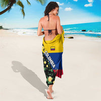 Colombia Yellow Flower Pattern Sarong with Flag Colors and Floree de Libertad Design - Wonder Print Shop