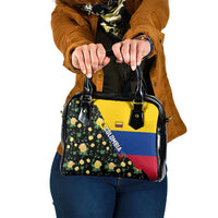 Colombia Yellow Flower Pattern Shoulder Handbag with Flag Colors and Floree de Libertad Design - Wonder Print Shop