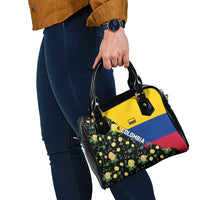 Colombia Yellow Flower Pattern Shoulder Handbag with Flag Colors and Floree de Libertad Design - Wonder Print Shop