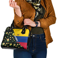 Colombia Yellow Flower Pattern Shoulder Handbag with Flag Colors and Floree de Libertad Design - Wonder Print Shop