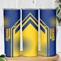 Colombia Yellow Flower Pattern Skinny Tumbler with Flag Colors and Floree de Libertad Design - Wonder Print Shop
