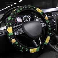 Colombia Yellow Flower Pattern Steering Wheel Cover with Flag Colors and Floree de Libertad Design - Wonder Print Shop