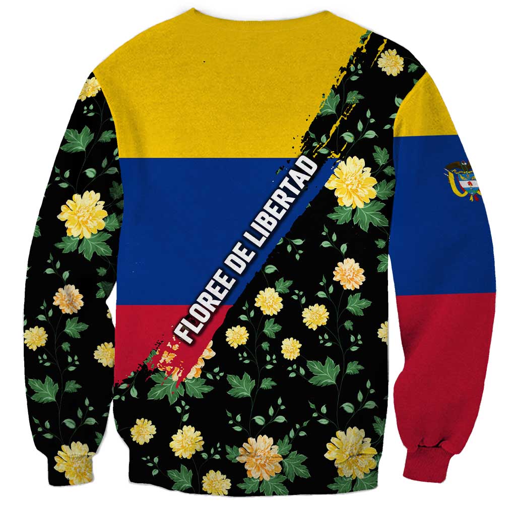 Colombia Yellow Flower Pattern Sweatshirt with Flag Colors and Floree de Libertad Design - Wonder Print Shop