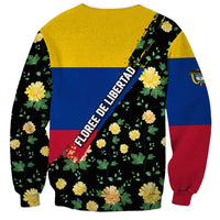 Colombia Yellow Flower Pattern Sweatshirt with Flag Colors and Floree de Libertad Design - Wonder Print Shop