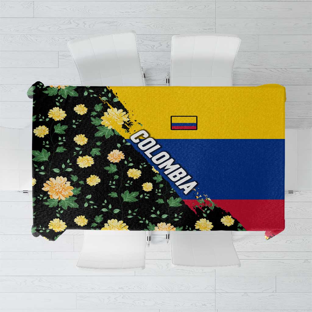 Colombia Yellow Flower Pattern Tablecloth with Flag Colors and Floree de Libertad Design - Wonder Print Shop