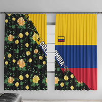 Colombia Yellow Flower Pattern Window Curtain with Flag Colors and Floree de Libertad Design - Wonder Print Shop