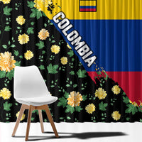 Colombia Yellow Flower Pattern Window Curtain with Flag Colors and Floree de Libertad Design - Wonder Print Shop