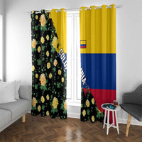 Colombia Yellow Flower Pattern Window Curtain with Flag Colors and Floree de Libertad Design - Wonder Print Shop