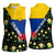 Colombia Yellow Flower Pattern Women Sleeveless Polo Shirt with Flag Colors and Floree de Libertad Design - Wonder Print Shop