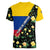 Colombia Yellow Flower Pattern Women V-Neck T-Shirt with Flag Colors and Floree de Libertad Design - Wonder Print Shop