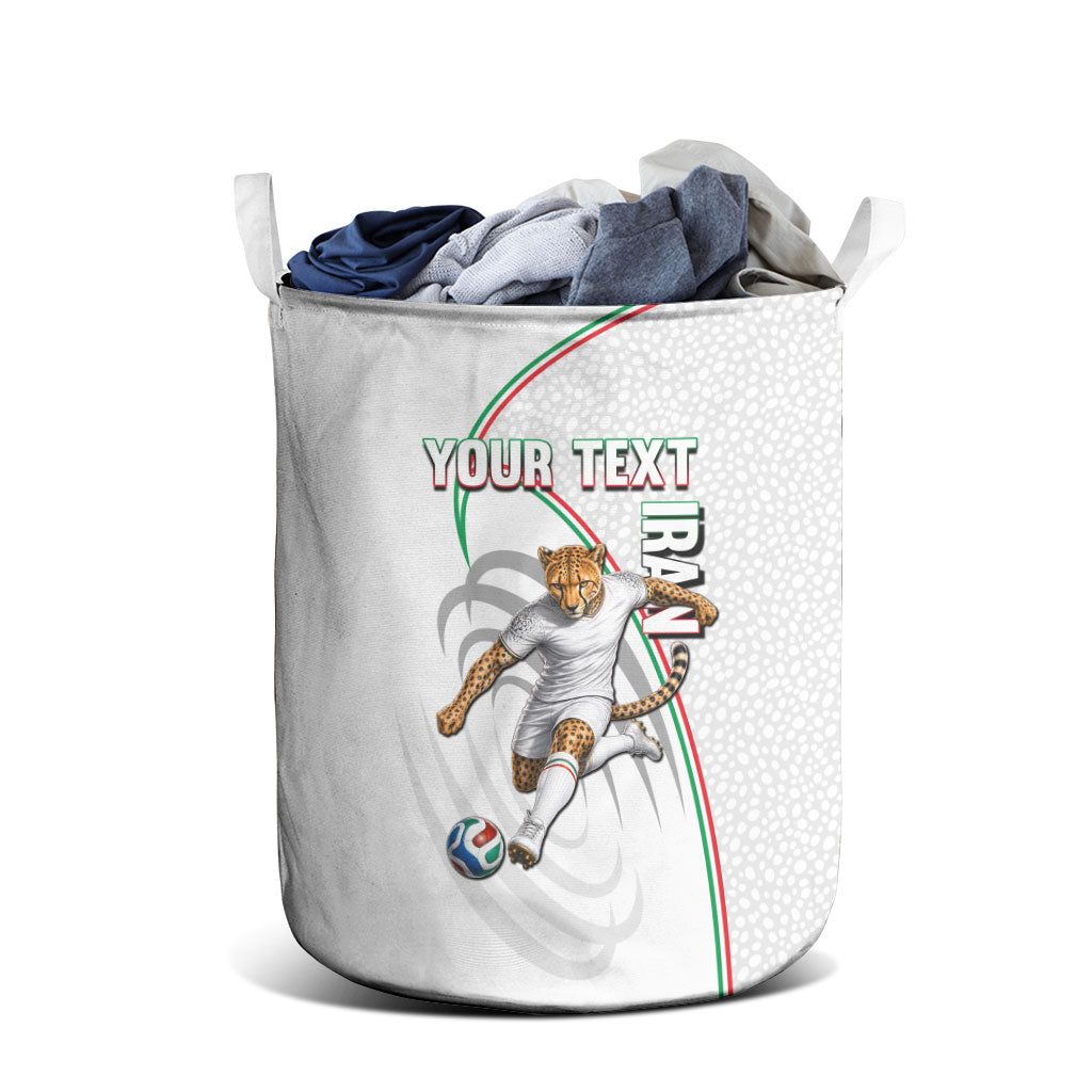 Personalized Iran Football Cheetah Laundry Basket Team Melli Persian Soccer Graphic Art