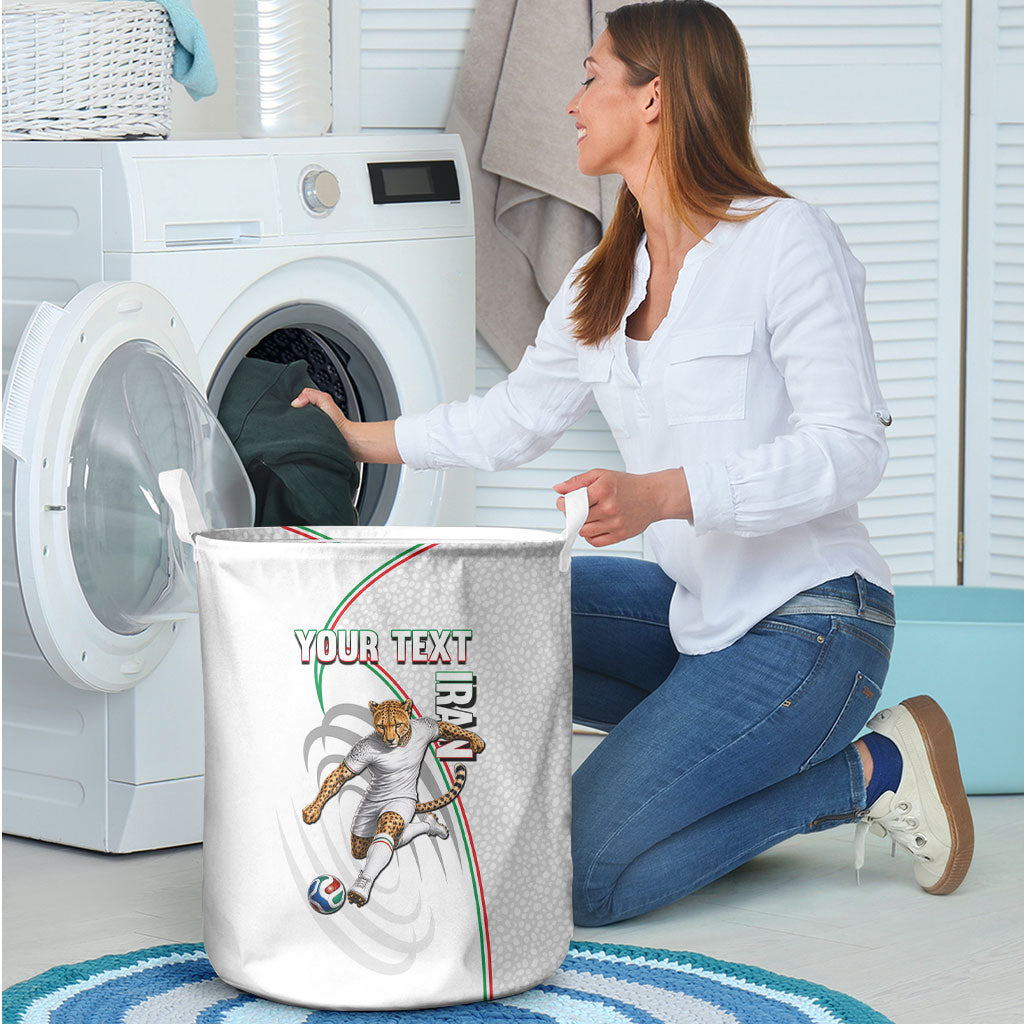 Personalized Iran Football Cheetah Laundry Basket Team Melli Persian Soccer Graphic Art