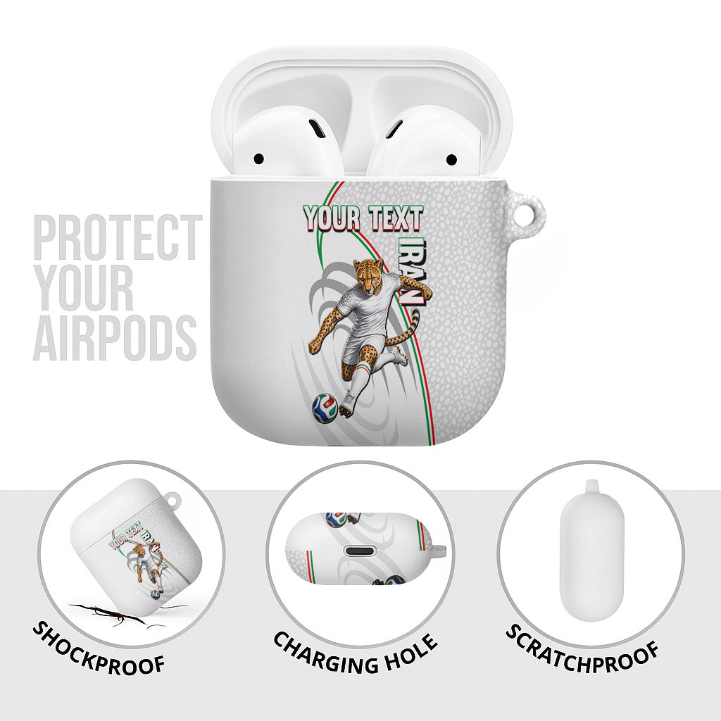 Personalized Iran Football Cheetah AirPods Case Team Melli Persian Soccer Graphic Art