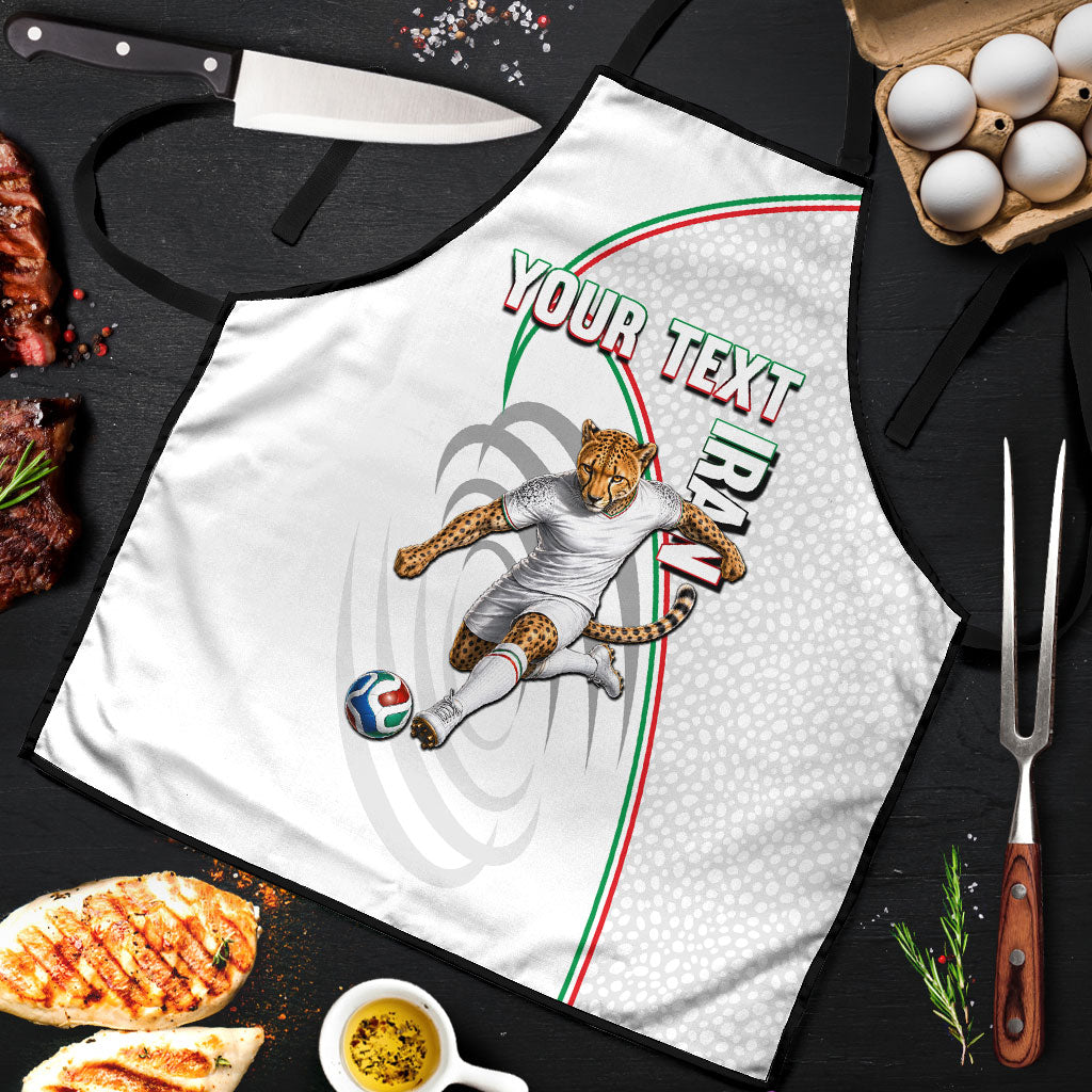 Personalized Iran Football Cheetah Apron Team Melli Persian Soccer Graphic Art